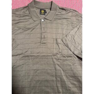 Trump Golf Mens Polo Shirt Size L Brown Plaid Short Sleeve Collared Pocket